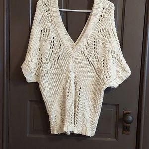 Knit Short Sleeve V-Neck Sweater